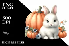 Quirky Baby Bunny Pumpkin Clipart Product Image 1