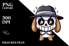 Aggressive Cartoon Skeleton with Hat PNG Product Image 2