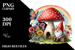Gnome House Rainbow Colorful Flowers | Clipart Product Image 2