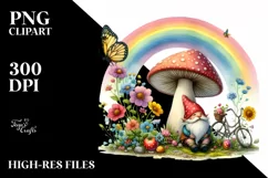 Gnome House Rainbow Colorful Flowers | Clipart Product Image 3