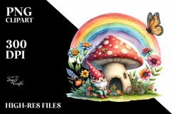 Gnome House Rainbow Colorful Flowers | Clipart Product Image 3