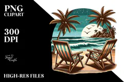Tropical Beach Chairs Clipart PNG Product Image 2