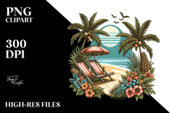 Tropical Beach Chairs Clipart PNG Product Image 2