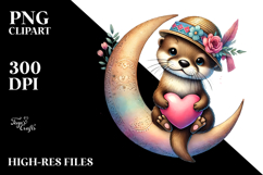Cute Boho Baby Otter PNG Product Image 2