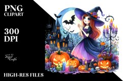 Halloween Witch Drawing Watercolor Clipart Product Image 1