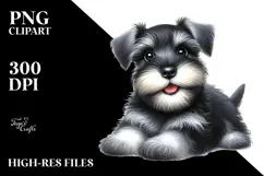 Adorable Miniature Schnauzer Puppy, PNG Product Image 2