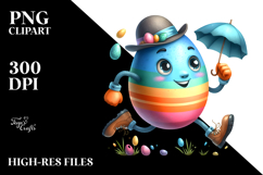 Creative Funny Bunny Running Easter Egg PNG Product Image 2