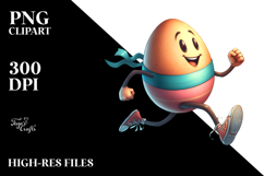 Creative Funny Bunny Running Easter Egg PNG Product Image 2
