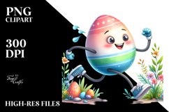 Creative Funny Bunny Running Easter Egg PNG Product Image 2