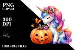 Vibrant Unicorn with Pumpkin | Sublimation | Clipart. Product Image 2