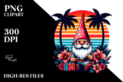 Retro Tropical Gnome Sunset Clipart PNG Product Image 2