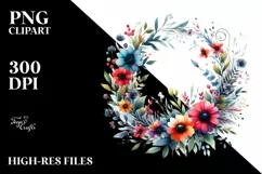 Vibrant Wreath Wild Flowers | Clipart Product Image 3