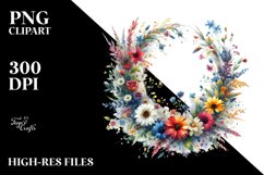 Vibrant Wreath Wild Flowers | Clipart Product Image 3