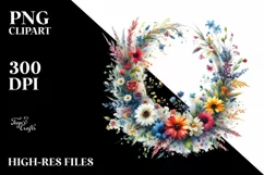 Vibrant Wreath Wild Flowers | Clipart Product Image 3