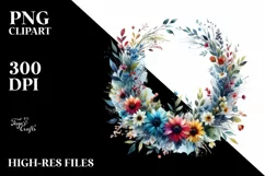 Vibrant Wreath Wild Flowers | Clipart Product Image 3