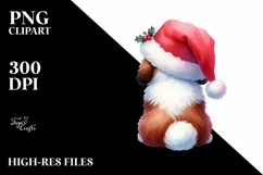 Cute Saint Bernard with Santa Hat, Summer PNG Product Image 1