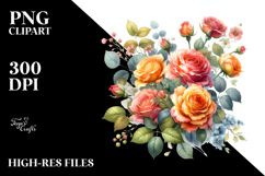 Colorful Orange Roses Watercolor Product Image 2