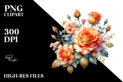 Colorful Orange Roses Watercolor Product Image 2