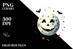 Funny Full Moon Halloween Clipart PNG Product Image 2