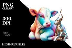 Colorful Pastel Baby Cow with Sculpture, Transparent PNG Product Image 1