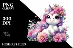 Cute Baby Unicorn Smiling | Sublimation Clipart Product Image 1