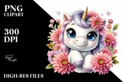 Cute Baby Unicorn Smiling | Sublimation Clipart Product Image 1