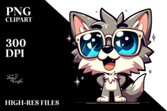 Playful Wolf with Oversized Sunglasses Product Image 2