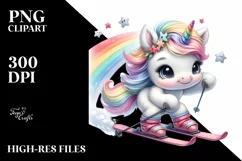 Cute Baby Unicorn Skiing | Sublimation | Clipart Product Image 3
