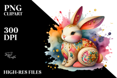Colorful Wooden Bunny PNG Product Image 2