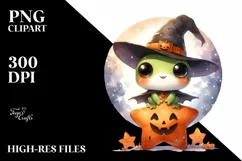 Cute Baby Frog, Halloween Theme, PNG Product Image 3