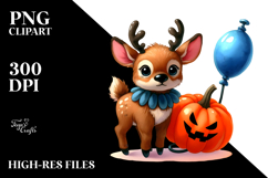 Cute Baby Elk Halloween Scene | Sublimation | Clipart. Product Image 2