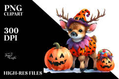 Cute Baby Elk Halloween Scene | Sublimation | Clipart. Product Image 2