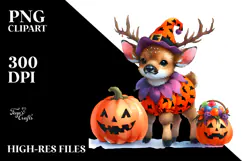 Cute Baby Elk Halloween Scene | Sublimation | Clipart. Product Image 2