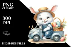 Bunny in Car with Sunglasses PNG Product Image 2