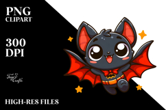 Cartoony Bat with Wide Anime Eyes PNG Product Image 2