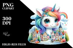Colorful Cute Baby Unicorn at Village Square, Transparent Product Image 3