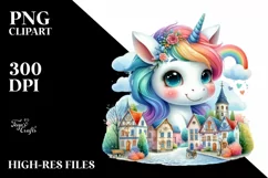 Colorful Cute Baby Unicorn at Village Square, Transparent Product Image 3