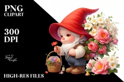 Digital Painting Cute Gnome Basket Gardenia Product Image 3