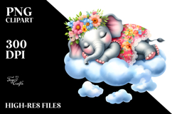 Baby Elephant Sleeping on Cloud | Clipart Product Image 2