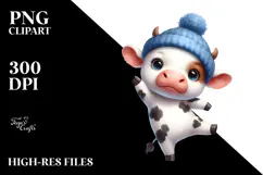 Funny Baby Cow Dance Watercolor Clipart Product Image 2