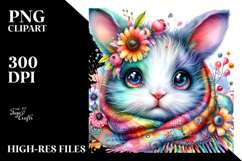 Vibrant Watercolor Bunny with Blanket, Transparent PNG Product Image 2