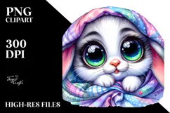 Vibrant Watercolor Bunny with Blanket, Transparent PNG Product Image 2