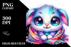 Vibrant Watercolor Bunny with Blanket, Transparent PNG Product Image 2
