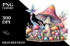 Detailed Pastel Magical Mushroom, Transparent PNG Product Image 1