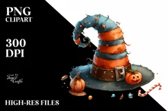 Funny Watercolor Halloween Hat Sublimation Clipart Product Image 1