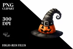 Funny Watercolor Halloween Hat Sublimation Clipart Product Image 1