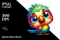 Colorful Small Baby Parrot | Sublimation | Clipart Product Image 1