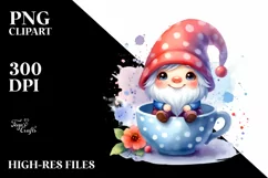 Watercolor Splash Cup with Small GNOME | Clipart Product Image 1