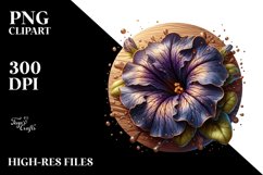 Golden Shiny Petunia Round Wood Splash Clipart Product Image 3