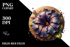 Golden Shiny Petunia Round Wood Splash Clipart Product Image 3